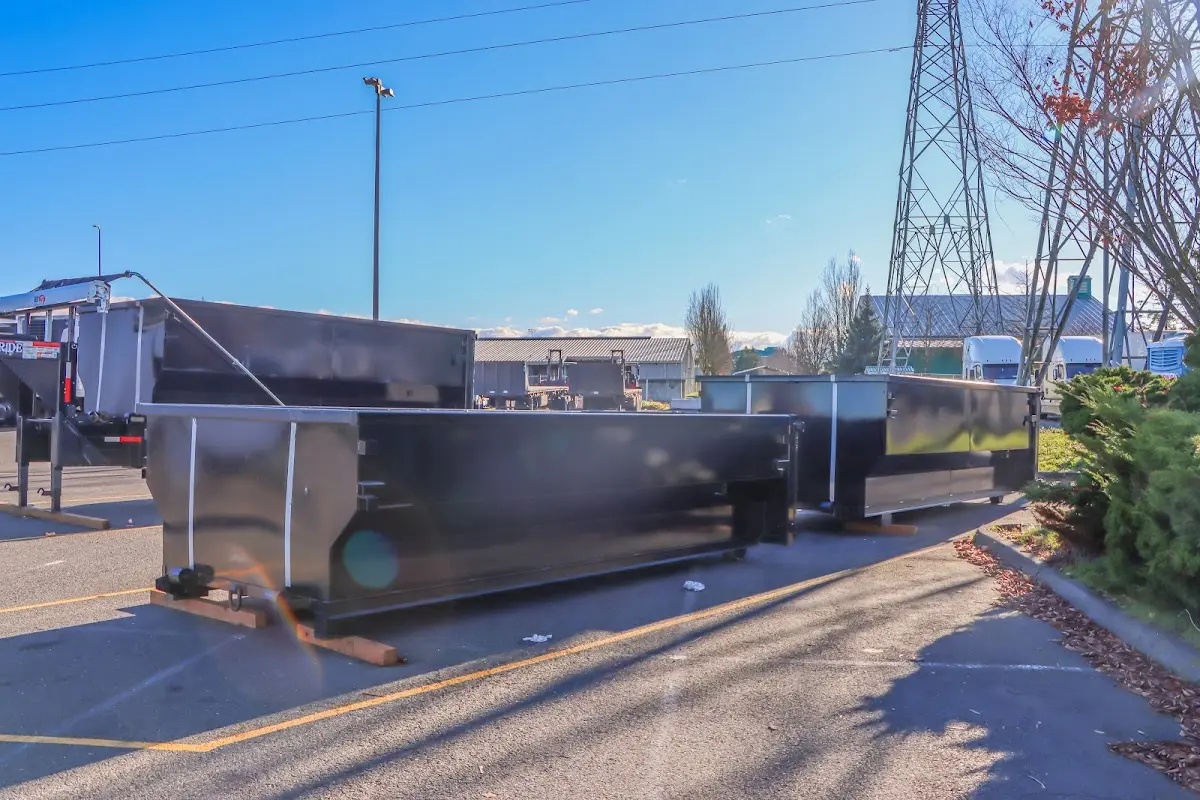 Roll-off dumpster ready for waste disposal at job site for Yard Waste Dumpster Rental in Minot